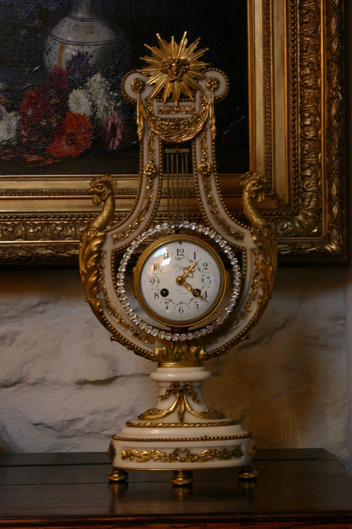 Marble Ormolu Mounted Lyre Clock