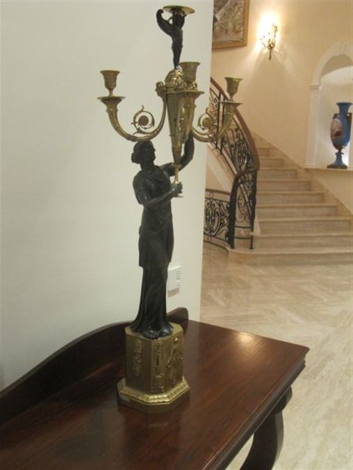 Pair of Bronze and Gilt Bronze Candelabra in the Empire style